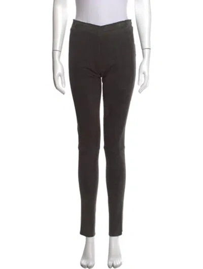 Pre-owned Stouls Lamb Leather Skinny Leg Pants In Grey