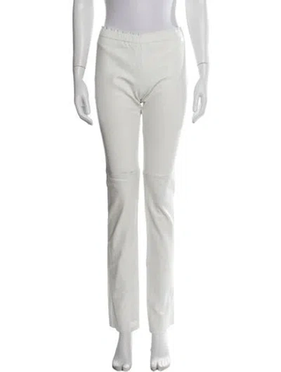 Pre-owned Stouls Lamb Leather Skinny Leg Pants In White
