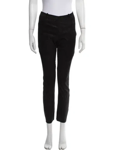 Pre-owned Stouls Lamb Leather Straight Leg Pants In Black