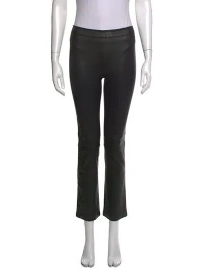 Pre-owned Stouls Lamb Leather Straight Leg Pants In Black