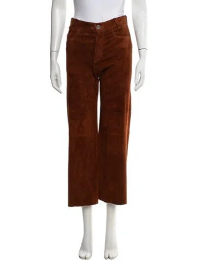 Pre-owned Stouls Lamb Leather Straight Leg Pants In Brown
