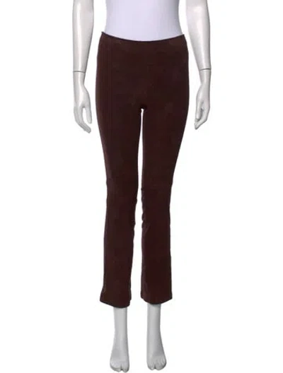 Pre-owned Stouls Lamb Leather Straight Leg Pants In Brown