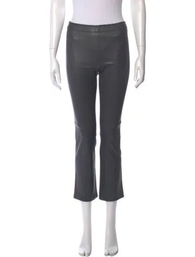 Pre-owned Stouls Lamb Leather Straight Leg Pants In Gray