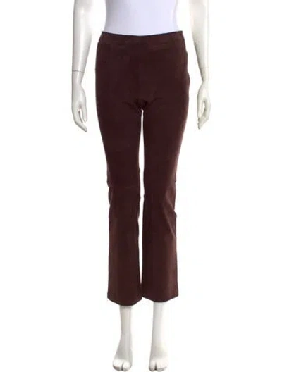 Pre-owned Stouls Lamb Leather Straight Leg Pants W/ Tags In Brown