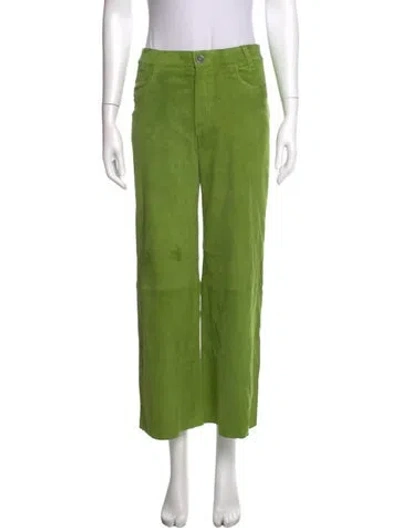 Pre-owned Stouls Lamb Leather Wide Leg Pants In Green