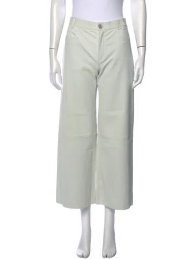 Pre-owned Stouls Lamb Leather Wide Leg Pants In Green