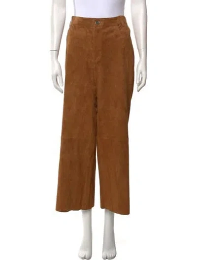 Pre-owned Stouls Lamb Leather Wide Leg Pants In Neutrals