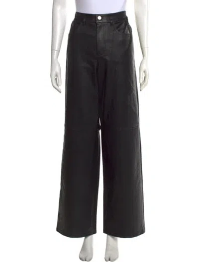 Pre-owned Stouls Lamb Leather Wide Leg Pants W/ Tags In Black