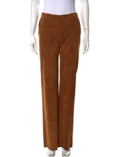 Pre-owned Stouls Lamb Leather Wide Leg Pants W/ Tags In Brown