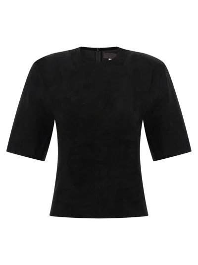Stouls Lamb Leather Women's T-shirt In Black