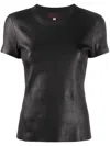 Stouls 05 Stretch-leather T-shirt In Black