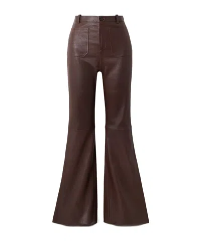 Stouls Laurent Leather Flared Pants In Brown
