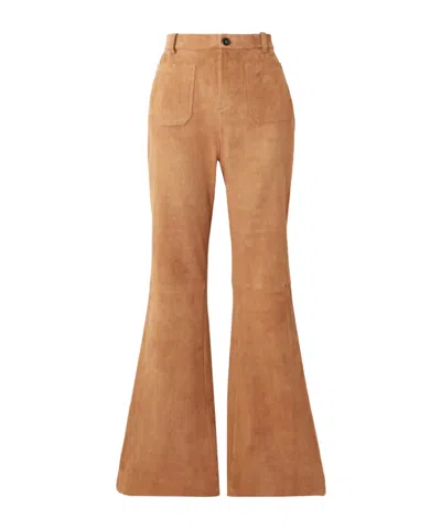 Stouls Laurent Suede Flared Pants In Brown