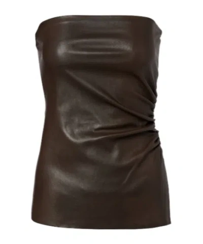 Stouls Laya Leather Bustier In Brown