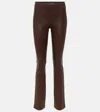 Stouls Leather Bootcut Pants In Brown
