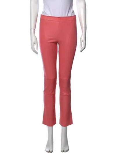 Pre-owned Stouls Leather Flared Pants In Pink