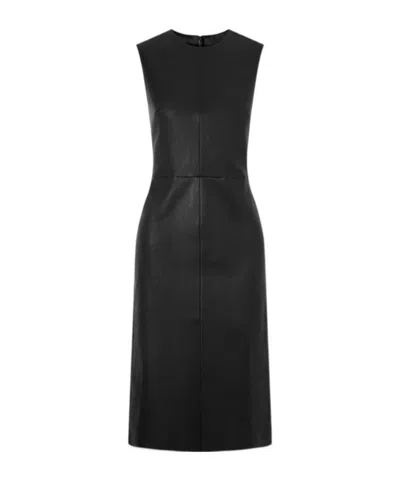 Stouls Eva Paneled Leather Midi Dress In Black