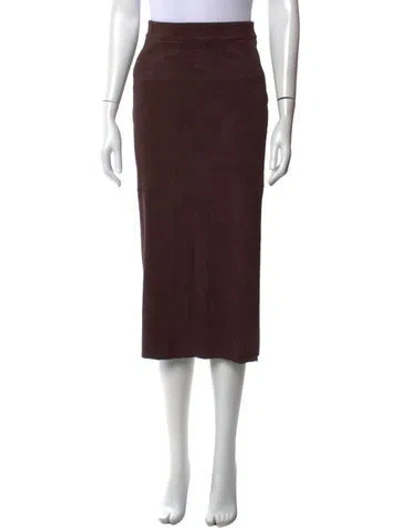 Pre-owned Stouls Leather Midi Length Skirt In Brown