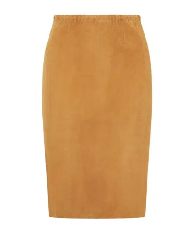 Stouls Leather Midi Skirt In Brown