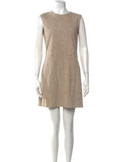 Pre-owned Stouls Leather Mini Dress In Neutral