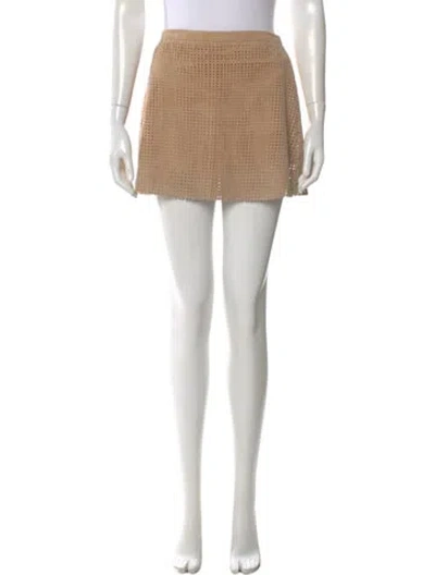 Pre-owned Stouls Leather Mini Skirt In Neutral
