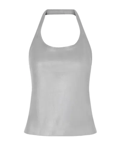 Stouls Leather Neck-hanging Top In Gray