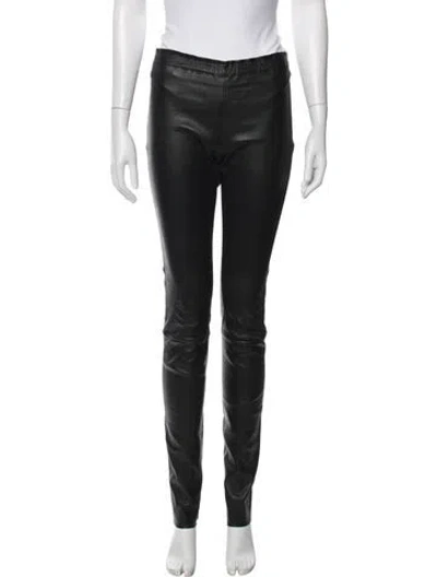 Pre-owned Stouls Leather Skinny Leg Pants In Black