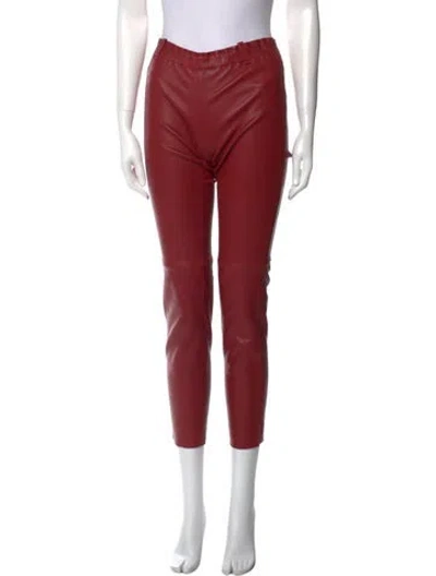 Pre-owned Stouls Leather Skinny Leg Pants In Red