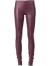 Stouls Leather Slim Trousers In Pink