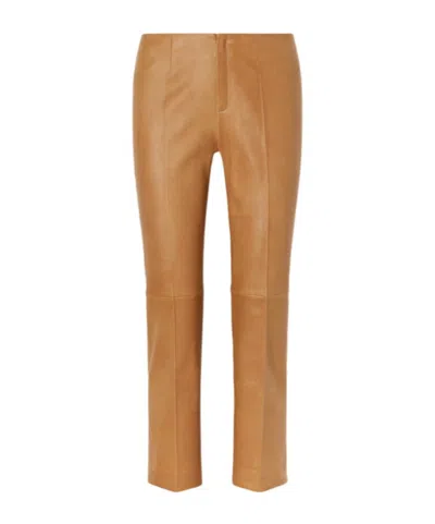 Stouls Georgette Leather Slim-fit Pants In Brown