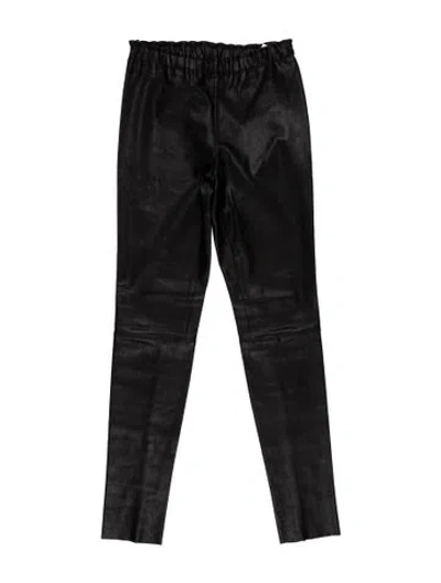 Pre-owned Stouls Leather Straight Leg Pants In Black