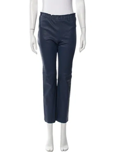 Pre-owned Stouls Leather Straight Leg Pants In Blue