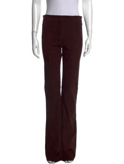 Pre-owned Stouls Leather Straight Leg Pants In Brown
