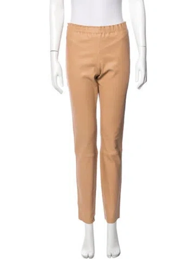Pre-owned Stouls Leather Straight Leg Pants In Neutral