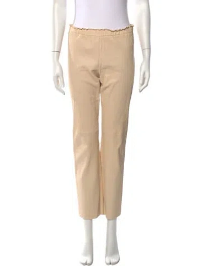 Pre-owned Stouls Leather Straight Leg Pants In Neutrals