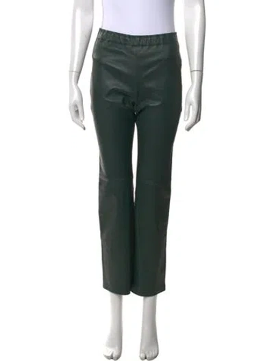 Pre-owned Stouls Leather Straight Leg Pants W/ Tags In Green