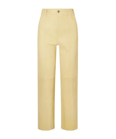 Stouls Benny Leather Straight-leg Pants In Yellow