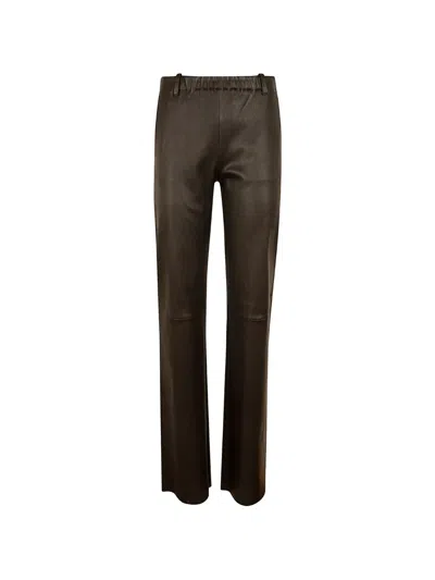 Stouls Leather Trousers In Brown