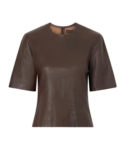Stouls Valadon Leather T-shirt In Brown