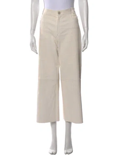 Pre-owned Stouls Leather Wide Leg Pants In Neutral