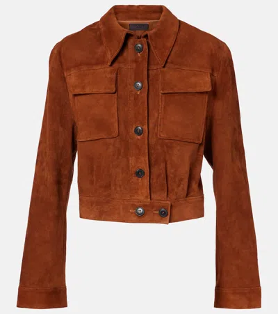 Stouls Leoncino Cropped Leather Jacket In Brown