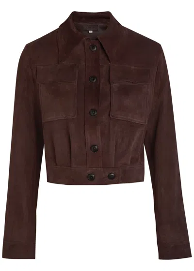 Stouls Leoncino Suede Cropped Jacket In Brown