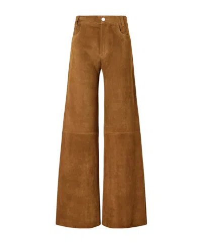 Stouls Lilou Cropped Suede Wide-leg Pants In Brown