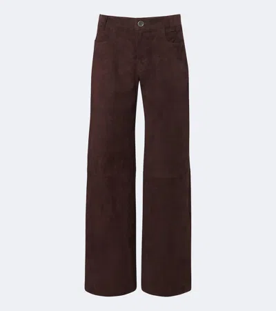 Stouls Lilou Ten Suede Wide-leg Pants In Brown