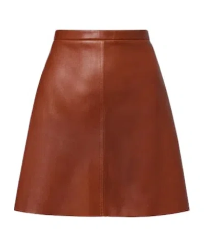 Stouls Lucie 22 Leather Miniskirt In Brown
