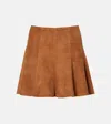 Stouls Mila Pleated Suede Miniskirt In Brown