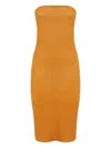 Stouls Monica 25 Strapless Leather Midi Dress In Yellow