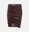 Stouls Mouna Ruched Leather Miniskirt In Burgundy