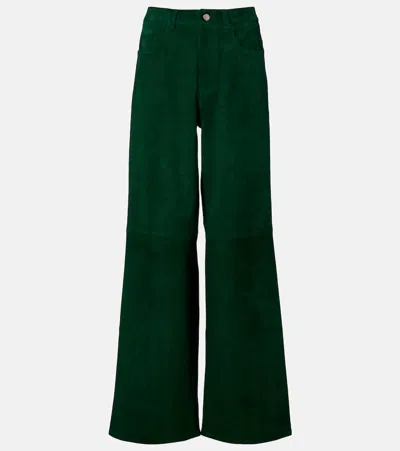 Stouls Mytheo Suede Wide-leg Pants In Green