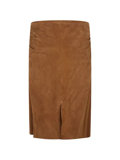 Stouls Ruched Suede Trousers In Brown